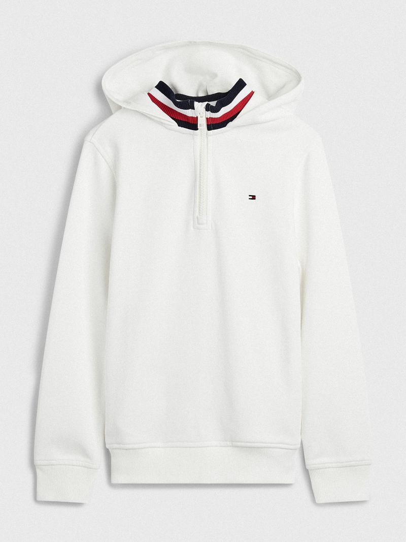 Fiú Tommy Hilfiger Half-Zip Hoodies Fehér | HU 2105CTV